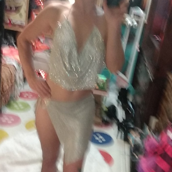 Sparkling Diamonds & Metal Chainlink 2 Piece Set - Picture 3 of 9